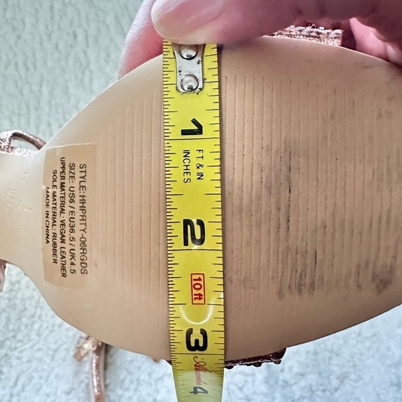 Halston Rhinestone Ankle Strap Sandal - Heels open toe Rosegold Sparkle Party 6 - Picture 7 of 14